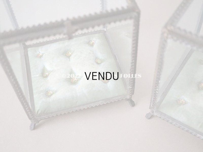 画像15: 【12周年セール対象外】19世紀 アンティーク 大きなコフレ グローブ・ド・マリエ　ジュエリーボックス グリーンのシルククッション