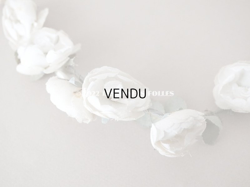 画像6: 【12周年セール対象外】アンティーク 白薔薇の花冠 オフホワイト 布花のティアラ 約79cm