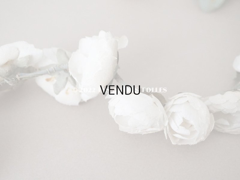 画像10: 【12周年セール対象外】アンティーク 白薔薇の花冠 オフホワイト 布花のティアラ 約79cm