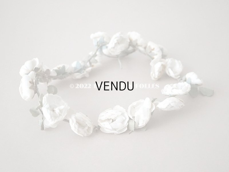 画像4: 【12周年セール対象外】アンティーク 白薔薇の花冠 オフホワイト 布花のティアラ 約79cm