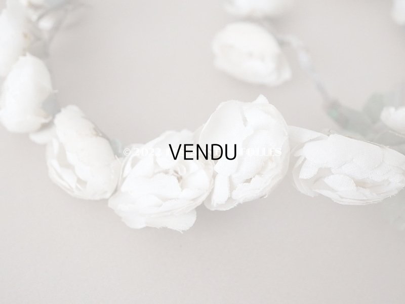 画像9: 【12周年セール対象外】アンティーク 白薔薇の花冠 オフホワイト 布花のティアラ 約79cm