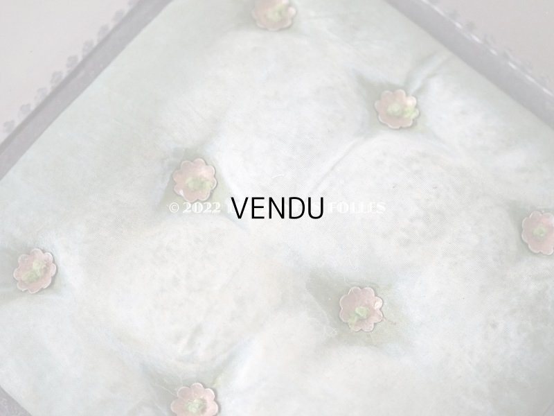 画像12: 【12周年セール対象外】19世紀 アンティーク 大きなコフレ グローブ・ド・マリエ　ジュエリーボックス グリーンのシルククッション