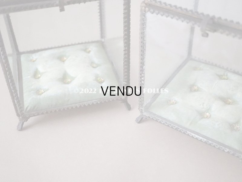 画像14: 【12周年セール対象外】19世紀 アンティーク 大きなコフレ グローブ・ド・マリエ　ジュエリーボックス グリーンのシルククッション