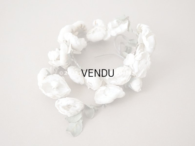 画像3: 【12周年セール対象外】アンティーク 白薔薇の花冠 オフホワイト 布花のティアラ 約79cm