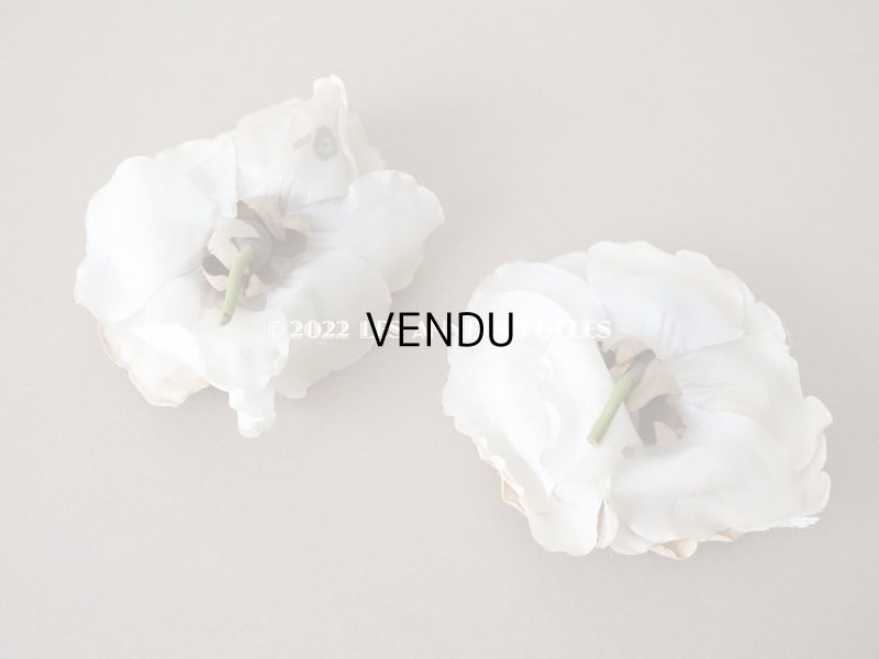 画像6: 【12周年セール対象外】アンティーク　薔薇の布花 2点セット パウダーブルー