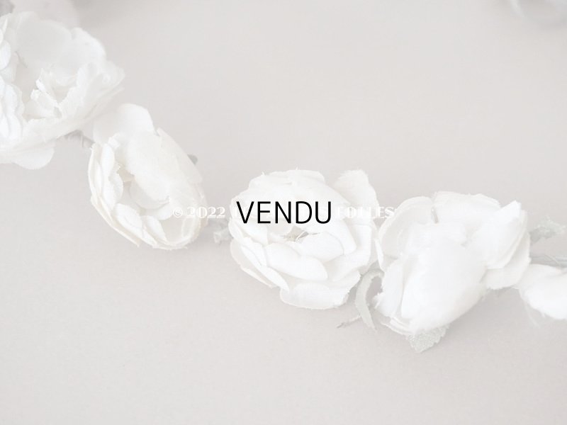 画像7: 【12周年セール対象外】アンティーク 白薔薇の花冠 オフホワイト 布花のティアラ 約79cm