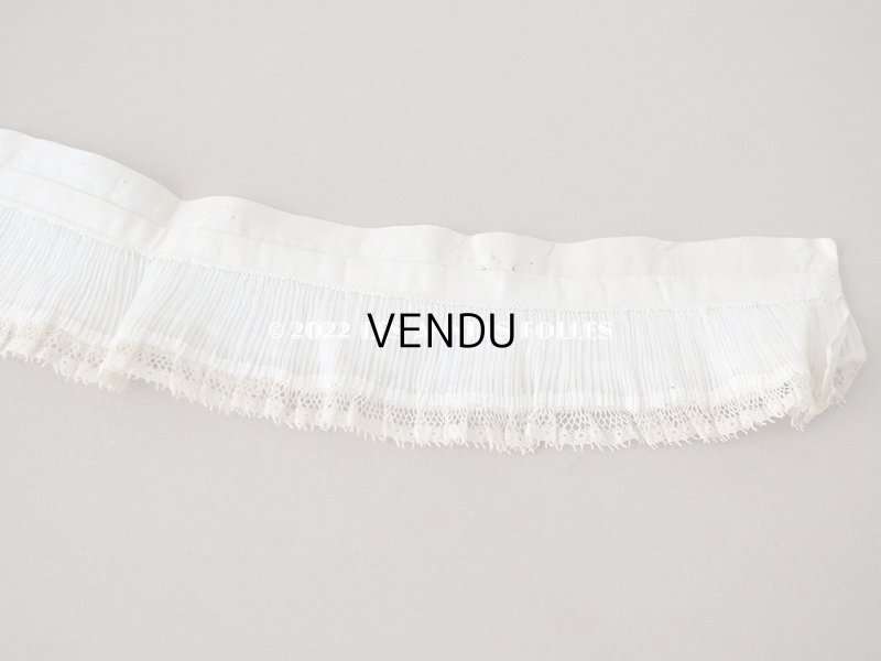 画像8: 【12周年セール対象外】アンティーク  2段 プリーツリボン 手編みのレース付き  4.7cm幅  29cm