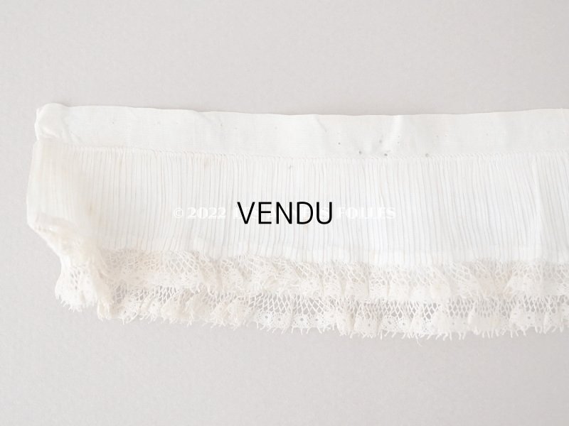 画像3: 【12周年セール対象外】アンティーク  2段 プリーツリボン 手編みのレース付き  4.7cm幅  29cm