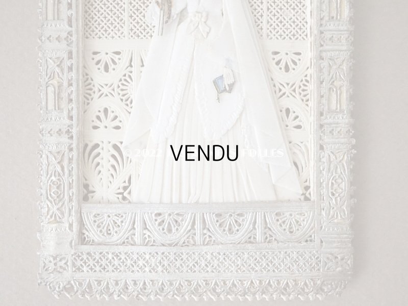 画像3: 【12周年セール対象外】19世紀末 アンティーク  初聖体の立体カニヴェ 教会のフレーム ポップアップ クロモ シルバー