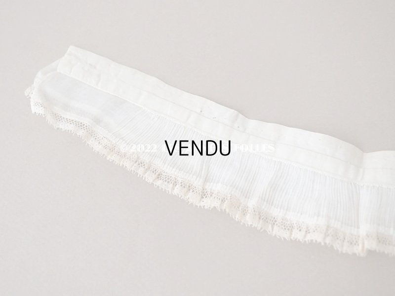 画像7: 【12周年セール対象外】アンティーク  2段 プリーツリボン 手編みのレース付き  4.7cm幅  29cm