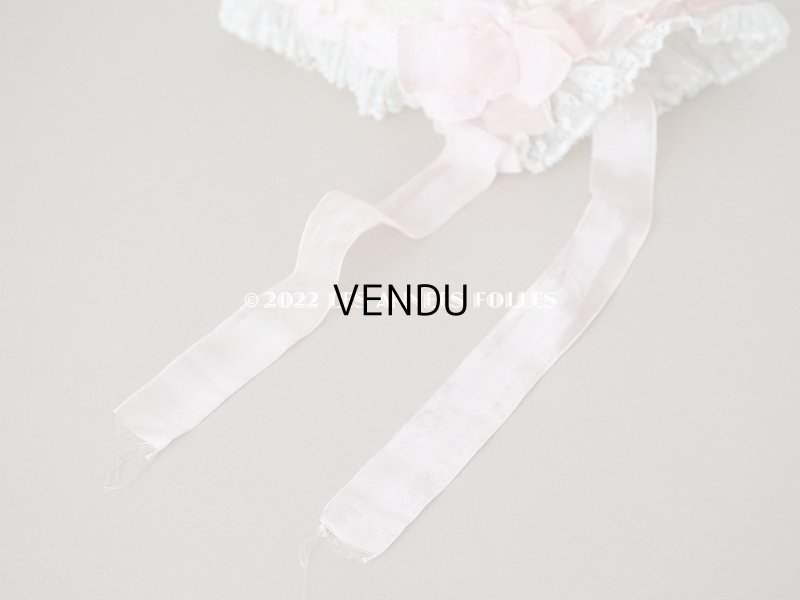 画像7: 【12周年セール対象外】1920年代 アンティーク 小さな女の子のボネ ピンクのリボン&マーガレットの刺繍入り