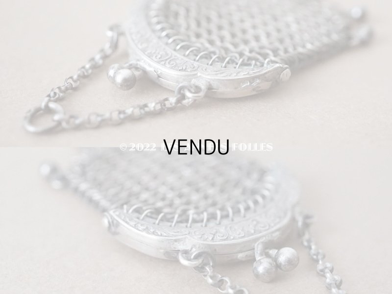 画像6: 【12周年セール対象外】1900年代 アンティーク ドール用 極小 メタルメッシュのコインケース コインパース シルバー製