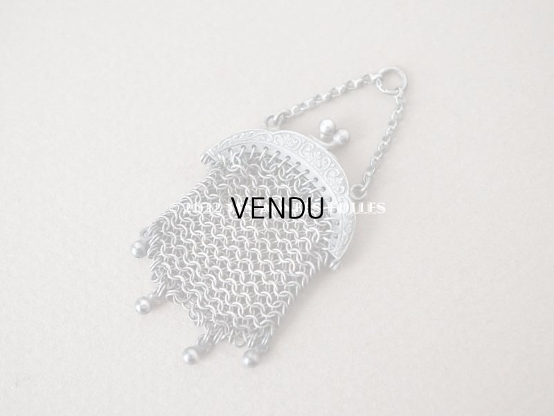 画像5: 【12周年セール対象外】1900年代 アンティーク ドール用 極小 メタルメッシュのコインケース コインパース シルバー製