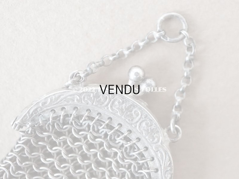 画像3: 【12周年セール対象外】1900年代 アンティーク ドール用 極小 メタルメッシュのコインケース コインパース シルバー製