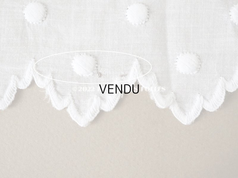 画像7: 【12周年セール対象外】アンティーク ドットの手刺繍　幅広　スカラップレース（生地) コットン製　1.45m 幅26cm