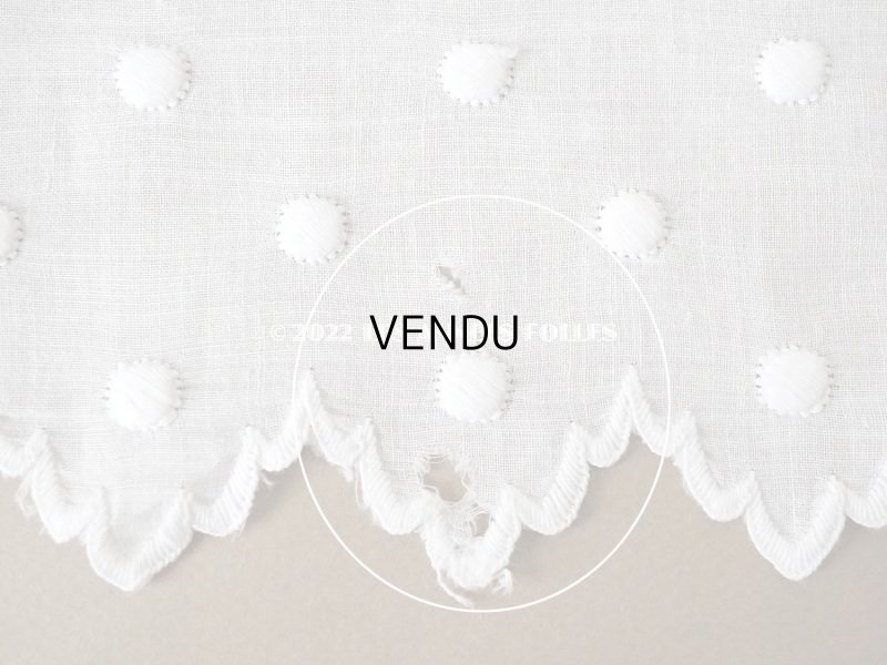 画像9: 【12周年セール対象外】アンティーク ドットの手刺繍　幅広　スカラップレース（生地) コットン製　1.45m 幅26cm