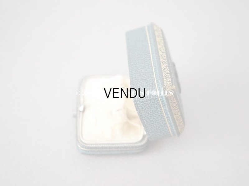 画像6: 【12周年セール対象外】19世紀末 アンティーク  本革製　ピアス用　小さなジュエリーボックス　イニシャル入り スモーキーなブルーグリーン 