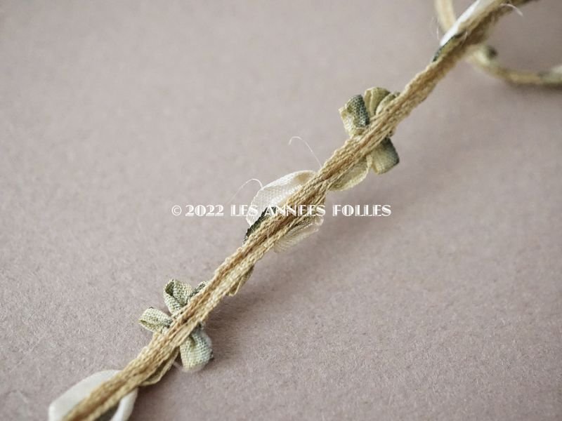 画像7: 未使用 1900年頃 アンティーク シルク製  白薔薇のロココトリム