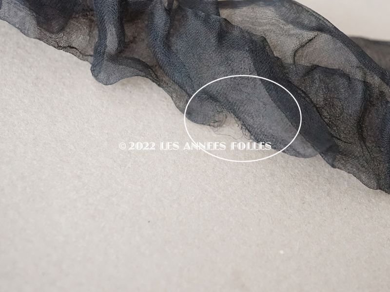画像6: 1900年頃 アンティーク シルクオーガンジーのリボン  シルクシフォン 黒 3.2m 幅3.3cm　