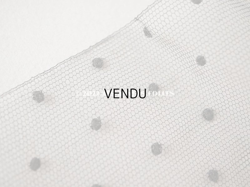 画像4: アンティーク 　幅広チュールレース 黒&ブラウン　ドット柄　幅22.5cm