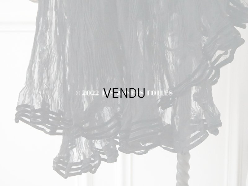 画像4: 19世末 アンティーク 未使用 黒のシルクオーガンジーのドレスの裾 約2〜3m 55cm幅