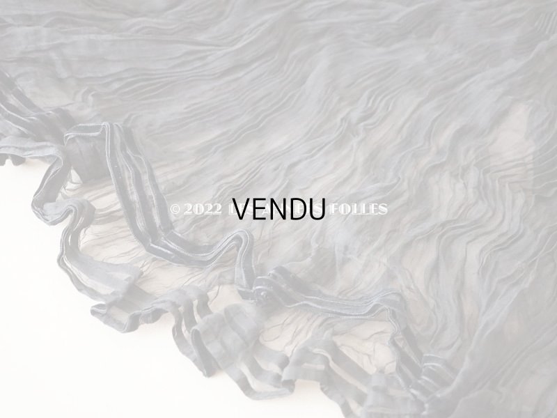 画像6: 19世末 アンティーク 未使用 黒のシルクオーガンジーのドレスの裾 約2〜3m 55cm幅