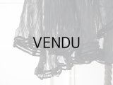 19世末 アンティーク 未使用 黒のシルクオーガンジーのドレスの裾 約2〜3m 55cm幅