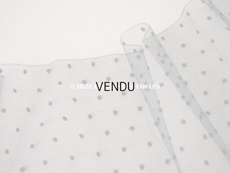 画像3: アンティーク 　幅広チュールレース 黒&ブラウン　ドット柄　幅22.5cm