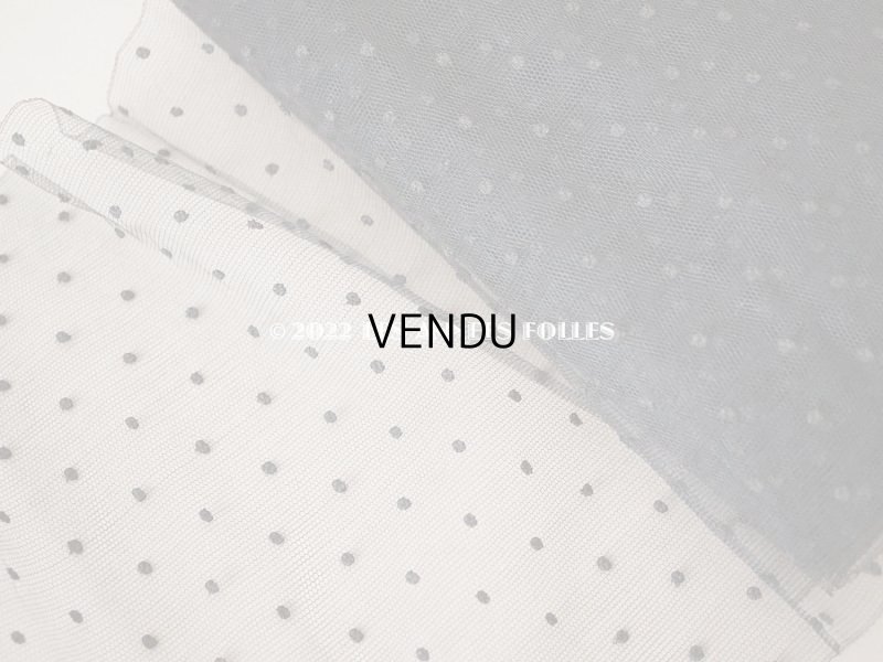 画像5: アンティーク 　幅広チュールレース 黒&ブラウン　ドット柄　幅22.5cm