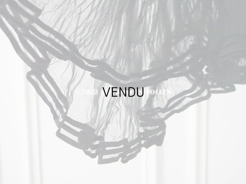 画像5: 19世末 アンティーク 未使用 黒のシルクオーガンジーのドレスの裾 約2〜3m 55cm幅