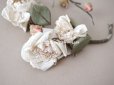 画像3:  アンティーク 薔薇の布花 蕾付き ホワイト＆パウダーピンク