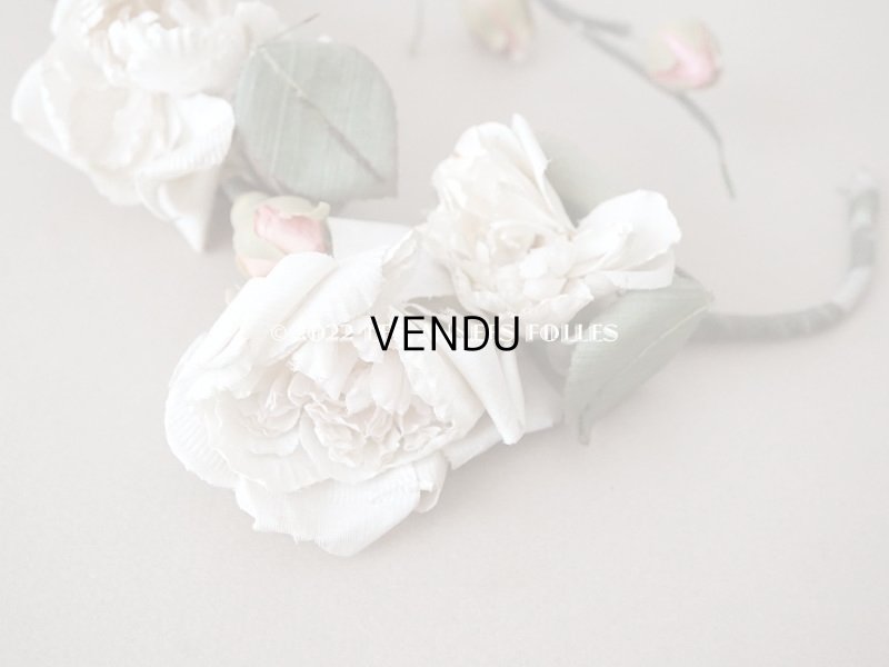 画像3:  アンティーク 薔薇の布花 蕾付き ホワイト＆パウダーピンク