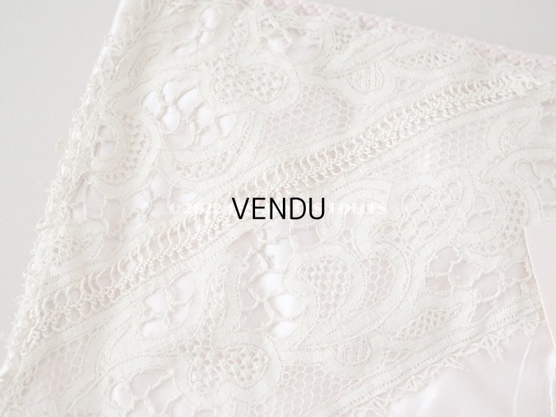 画像10: アンティーク シルク製 ハンキーケース リボン付き パウダーピンク ハンカチ用ポシェット