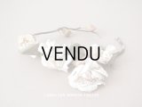  アンティーク 薔薇の布花 蕾付き ホワイト＆パウダーピンク