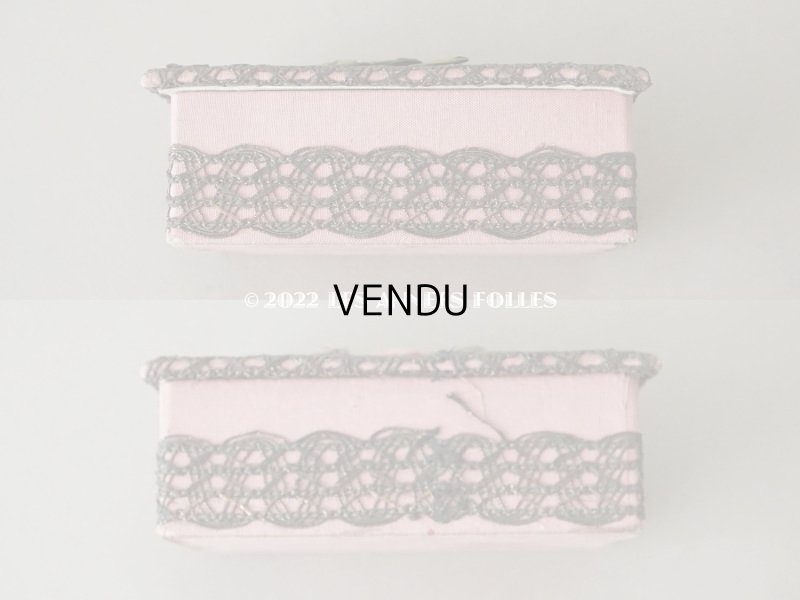 画像5: アンティーク　シルク製 ロココトリム付 オールドローズ色のボックス