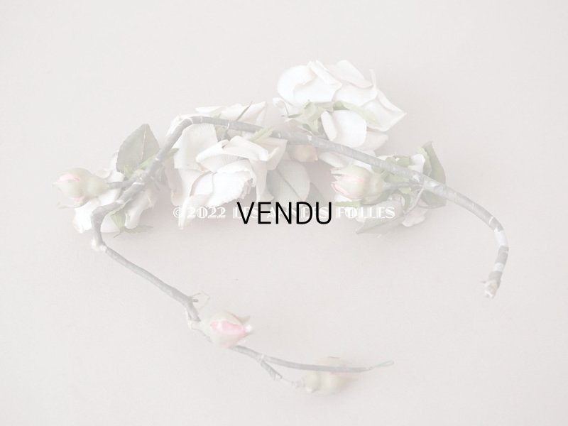 画像7:  アンティーク 薔薇の布花 蕾付き ホワイト＆パウダーピンク