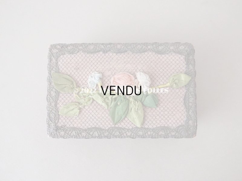 画像4: アンティーク　シルク製 ロココトリム付 オールドローズ色のボックス