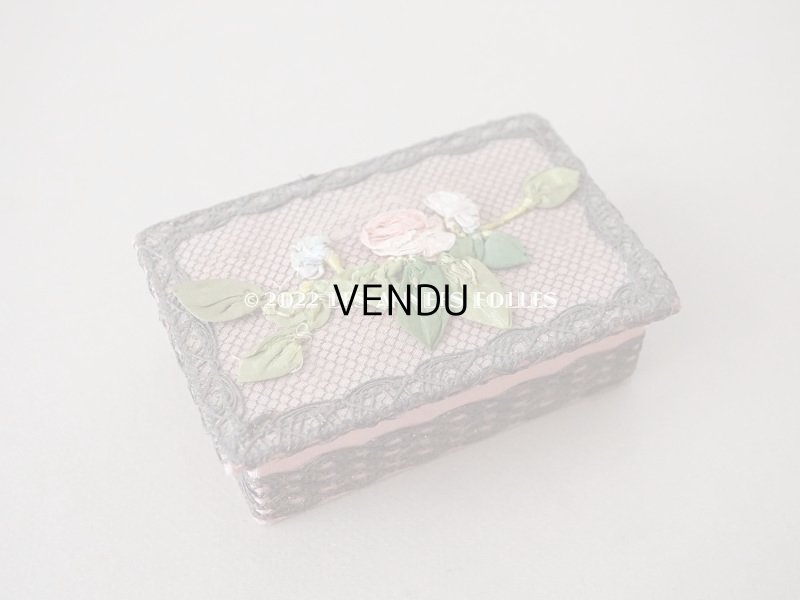 画像3: アンティーク　シルク製 ロココトリム付 オールドローズ色のボックス