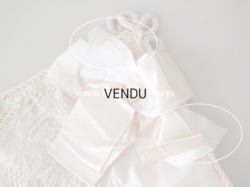 画像8: アンティーク シルク製 ハンキーケース リボン付き パウダーピンク ハンカチ用ポシェット