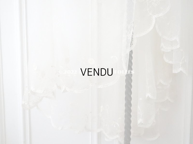 画像4: アンティーク ウェディングヴェール 花のモチーフ付き 直径 約2.2m　ボビンレース＆チェーン刺繍