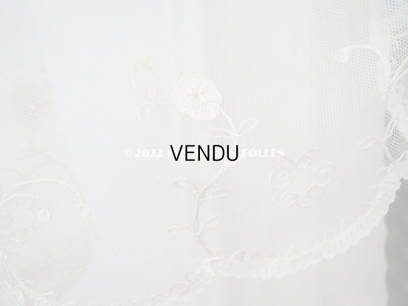 画像5: アンティーク ウェディングヴェール 花のモチーフ付き 直径 約2.2m　ボビンレース＆チェーン刺繍