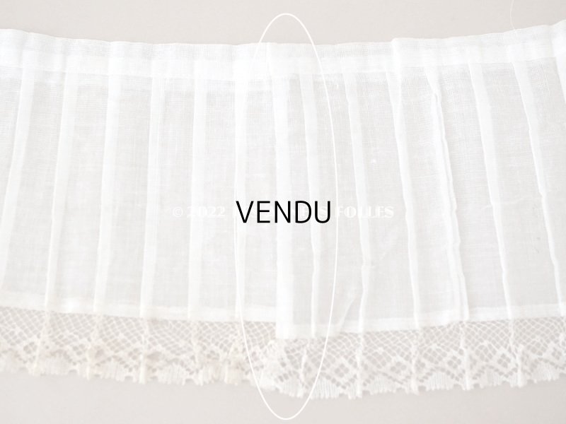 画像3: 1900年代 アンティーク 幅広 ドレスの裾  プリーツ入り レース付 2.85m 幅13.4cm　コットンオーガンジー