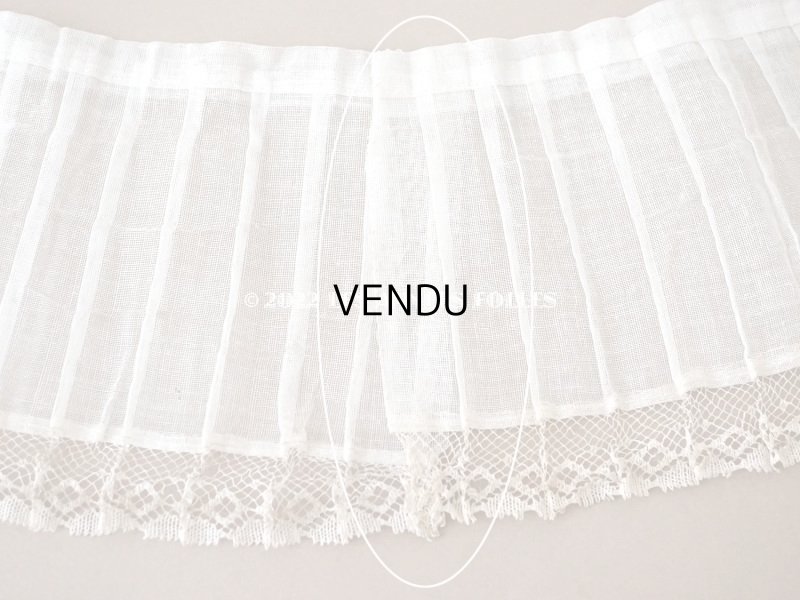 画像4: 1900年代 アンティーク 幅広 ドレスの裾  プリーツ入り レース付 2.85m 幅13.4cm　コットンオーガンジー