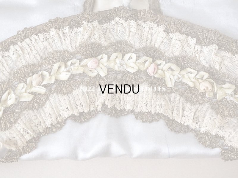 画像8: アンティーク シルク製 ハンキーケース ロココトリム＆レース　グレイッシュブルー ハンカチ用ポシェット - A LA PENSEE PARIS -