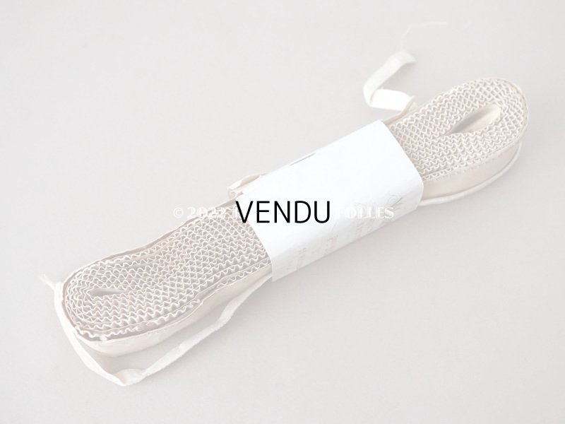 画像7: アンティーク シルク製 ベルベットリボン アイボリー 10mm幅 約6〜7m