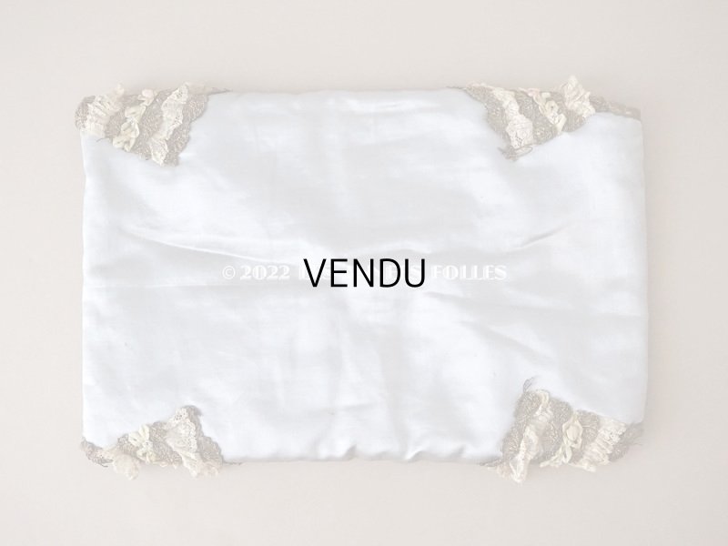 画像10: アンティーク シルク製 ハンキーケース ロココトリム＆レース　グレイッシュブルー ハンカチ用ポシェット - A LA PENSEE PARIS -