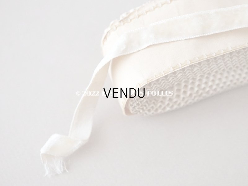 画像5: アンティーク シルク製 ベルベットリボン アイボリー 10mm幅 約6〜7m