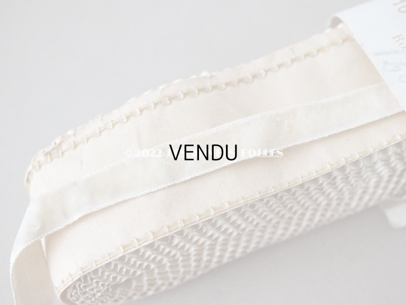 画像4: アンティーク シルク製 ベルベットリボン アイボリー 10mm幅 約6〜7m