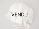 1920年代 アンティーク  レースのボネ パウダーピンクの薔薇のロココトリム＆ピンクのシルクリボン付き 