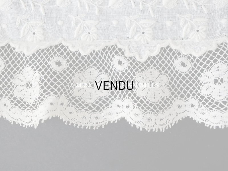 画像5: 19世紀 アンティーク  結婚式のハンカチ 王冠紋章&モノグラム刺繍入り 手編みのヴァランシエンヌレース